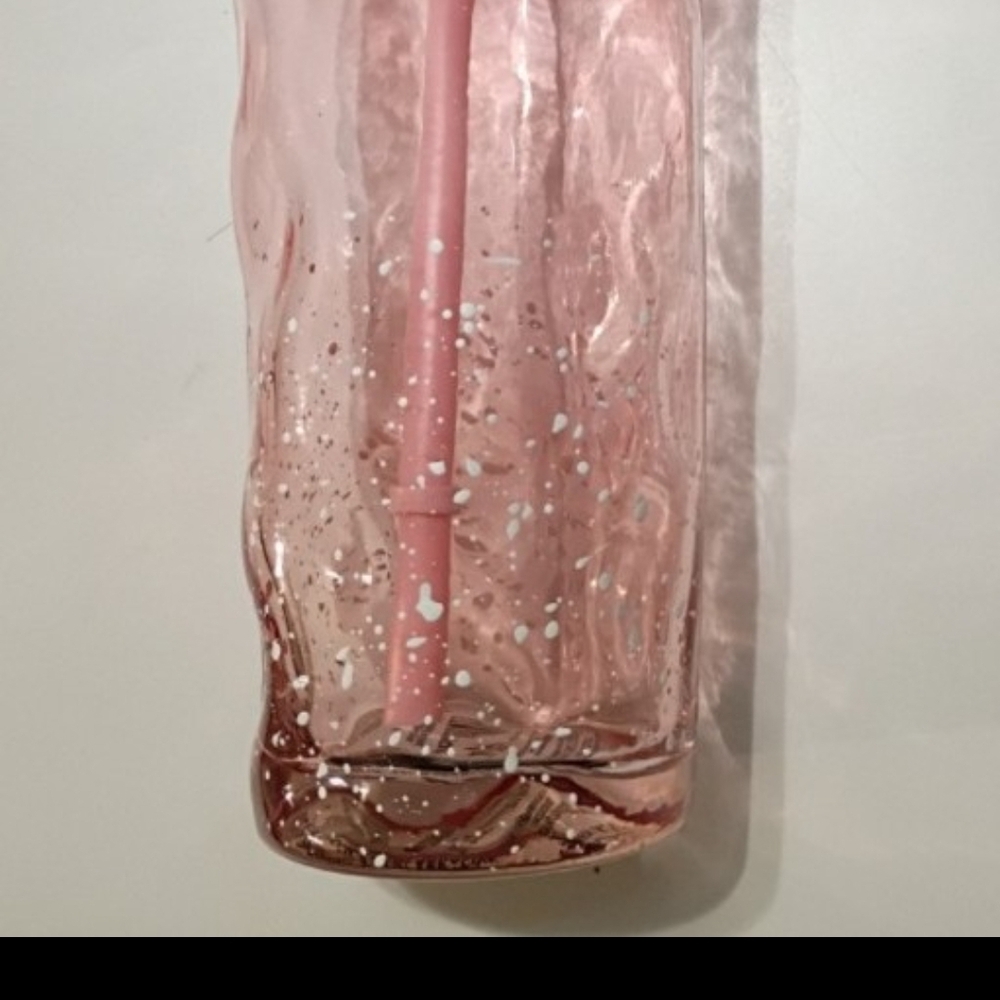 Starbucks 2025 Holiday Pink Speckled Glass Tumbler with Bow Topper - Picture 2 of 3
